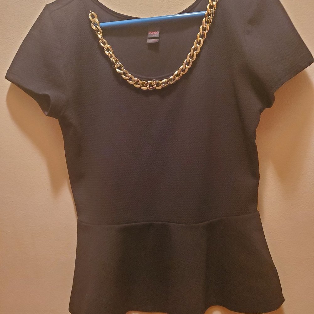 BONGO - Black Peplum Top - XL (Junior's)